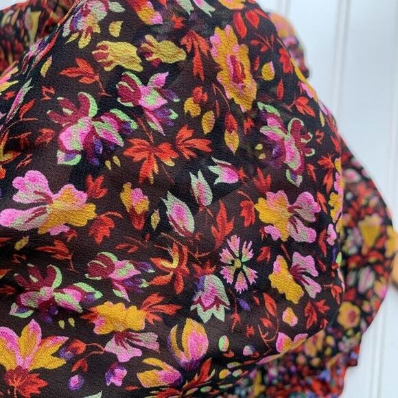 Anthropologie Helene Floral Ruffle Trim Boho Tunic Dress Size Small Oversized - Picture 8 of 12